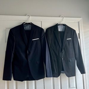 2 Slim Fit Zara Suits (1 black, 1 blue)- Jacket size US 38, pant size US 30